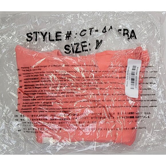 Zenana Tank Bodysuit Coral Racerback Snap Closure Womens Medium New in Bag - Picture 6 of 9